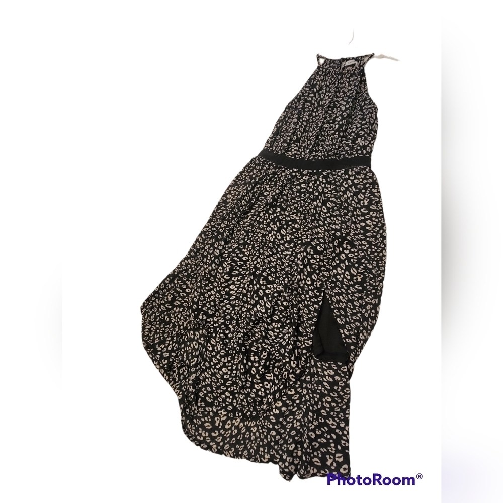 Black & White Cheetah Print Midi Dress - JustFab Small